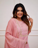 Pink Mehira Embroidered Rayon Suit Set