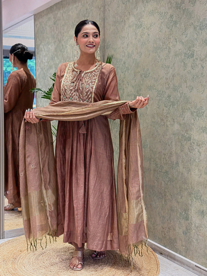 Mul Chanderi Suit Set with Banarasi Silk and Jacquard Dupatta