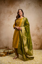 Mustard Yellow Embroidered Kurta Pant Set