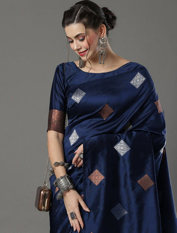 Navy Blue Jacquard Saree – Premium Elegant Saree for Festive & Formal Wear