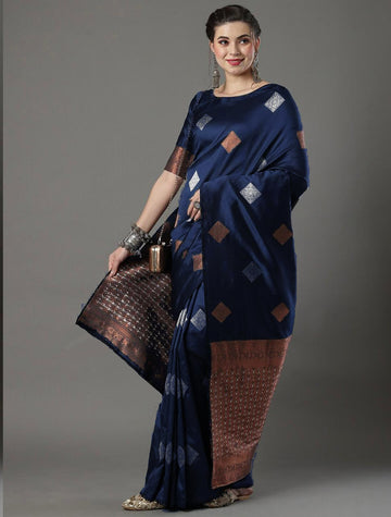 Navy Blue Jacquard Saree – Premium Elegant Saree for Festive & Formal Wear