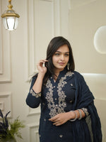 Stylish Rayon Slub Suit Set Featuring Fine Embroidery