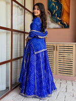 Royal Blue Bandhani Sharara Suit Set