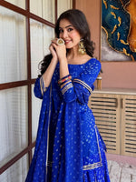 Royal Blue Bandhani Sharara Suit Set