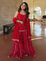Royal Red Bandhani Sharara Suit Set