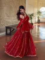 Royal Red Bandhani Sharara Suit Set