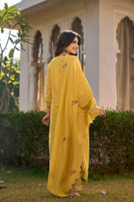 Mustard Yellow Embroidered Georgette Kurta Pant Set