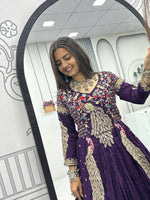 Royal Purple Vichitra Silk Embroidered Lehenga Choli Set