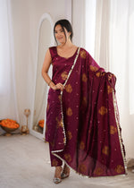 Purple Aura Chanderi Jacquard Suit Set