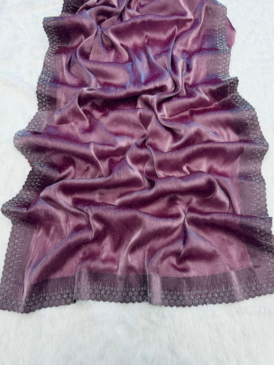 Dirty Purple Burberry Silk Saree