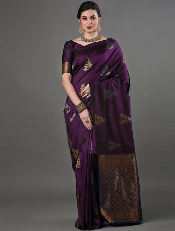 Stunning Purple Jacquard Saree – Elegant Indian Ethnic Wear for Festive Occasions