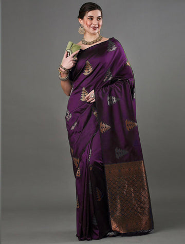 Stunning Purple Jacquard Saree – Elegant Indian Ethnic Wear for Festive Occasions
