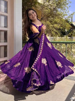 Purple Embroidered Anarkali Suit Set