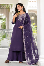 Regal Purple Embroidered Ethnic Suit Set