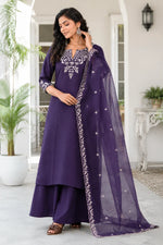 Regal Purple Embroidered Ethnic Suit Set