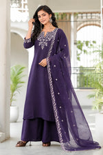 Regal Purple Embroidered Ethnic Suit Set