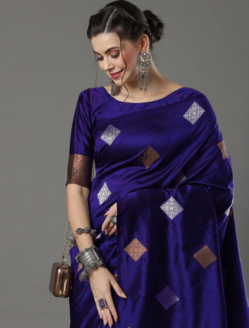 Royal Blue Jacquard Saree – Luxurious Woven Saree for Festive & Wedding Wear