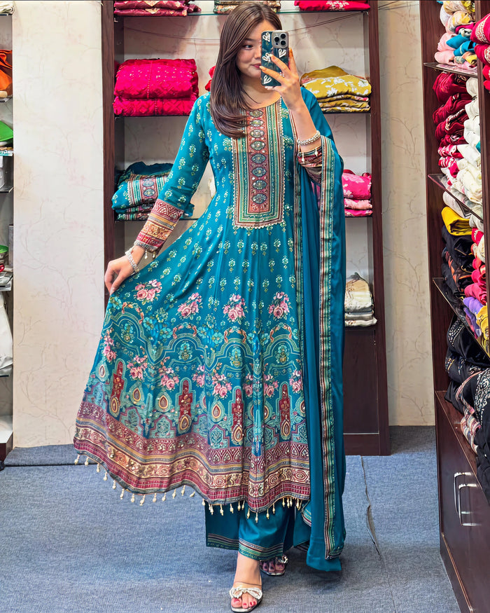 Rajasthani Chinon Anarkali Kurta Set for Women
