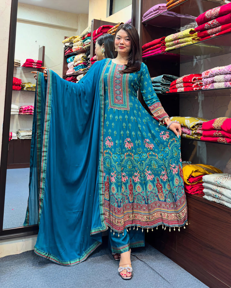 Rajasthani Chinon Anarkali Kurta Set for Women