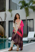 Pink Bandhani Dupatta With Kurta Set