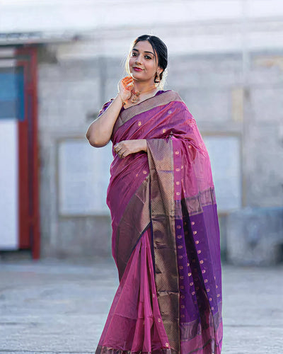 Soft Silk Classy Purple Colour Saree, Shining Party Wear