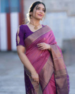Soft Silk Classy Purple Colour Saree, Shining Party Wear