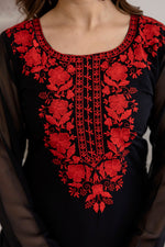 Black Embroidered Fox Georgette Suit Set