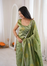 Teal Green Aura Chanderi Jacquard Suit Set
