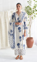 Kalamkari Print Pure Jaipuri Cotton Kurta Pant Dupatta Set