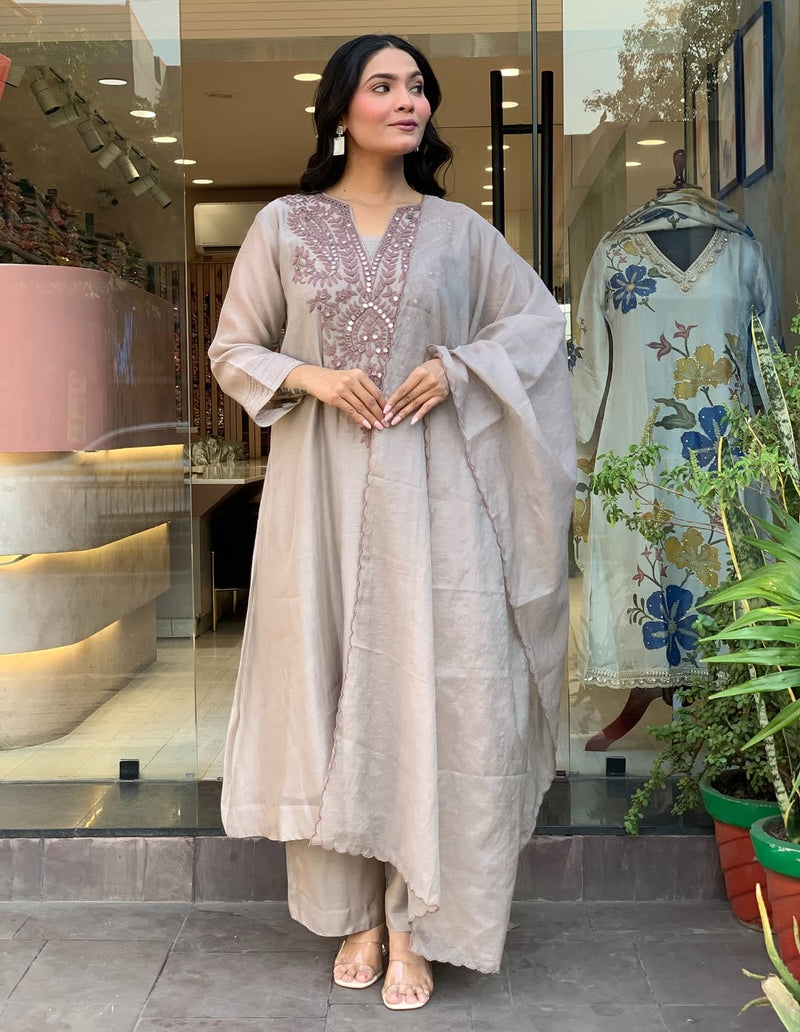 Premium Soft Muslin Cotton Suit Set with Fine Embroidery