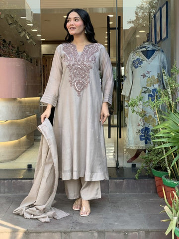 Premium Soft Muslin Cotton Suit Set with Fine Embroidery