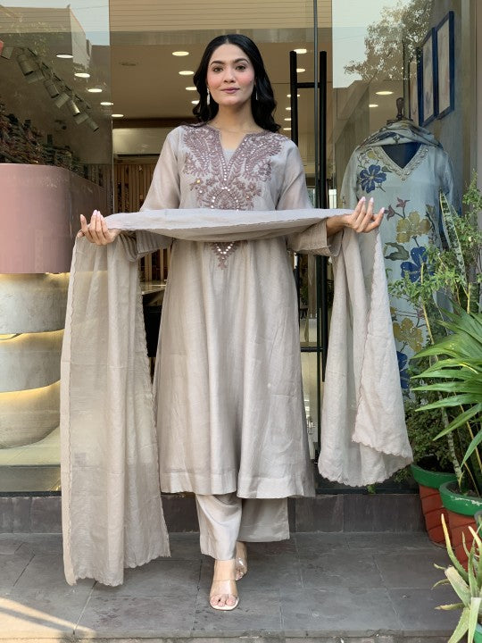 Premium Soft Muslin Cotton Suit Set with Fine Embroidery