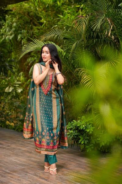 Rama Printed Zarna Silk Suit Set