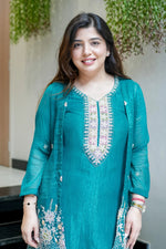 Rama Beads Work Chinnon Silk Palazzo Set