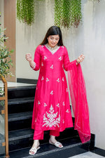 Rani Pink Floral Embroidered Muslin Set