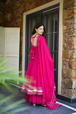 Pink Gota Patti Georgette Anarkali Set