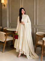 Elegant White Anarkali Suit Set with Dupatta