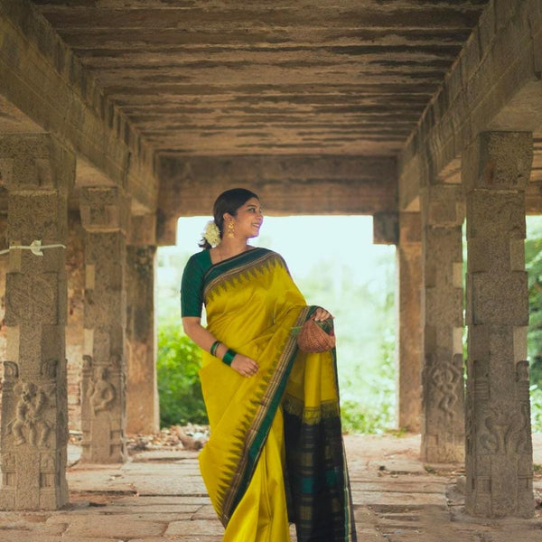 Elegant Yellow Jacquard Saree