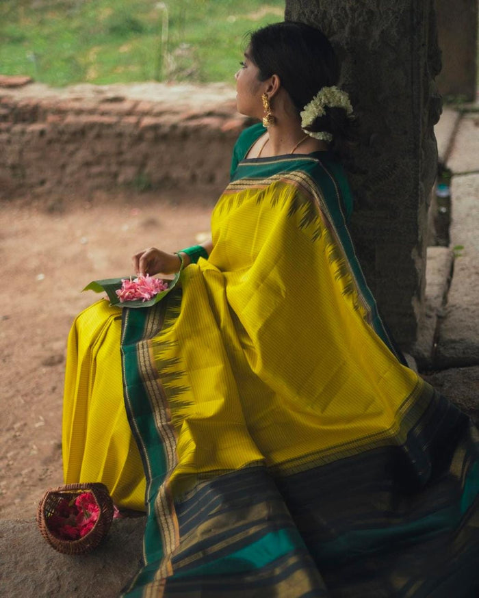 Elegant Yellow Jacquard Saree for Festive & Wedding Wear