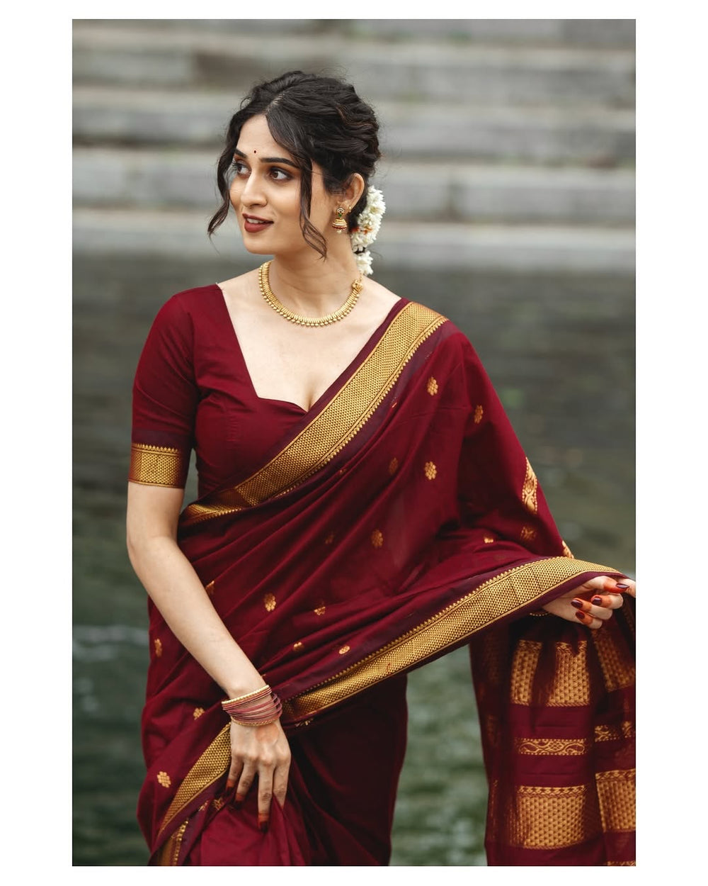 Maroon Jacquard Saree