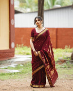 Maroon Jacquard Saree