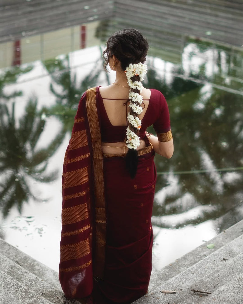 Maroon Jacquard Saree