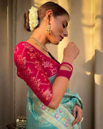 Tea Blue Jacquard Saree