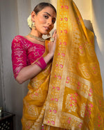 Elegant Yellow Jacquard Saree