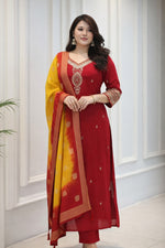 Berry Silk Kurta Set with Kanjivaram Dupatta