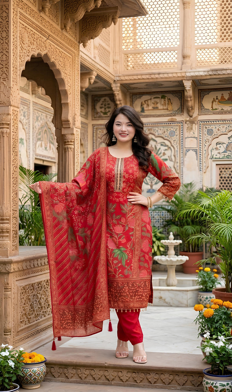 Premium Muslin Kurti Pant Dupatta Set for Women
