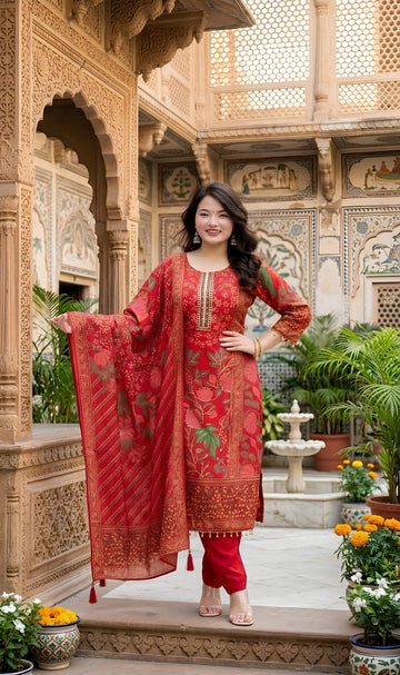 Premium Muslin Kurti Pant Dupatta Set for Women