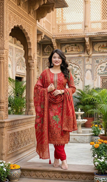 Premium Muslin Kurti Pant Dupatta Set for Women