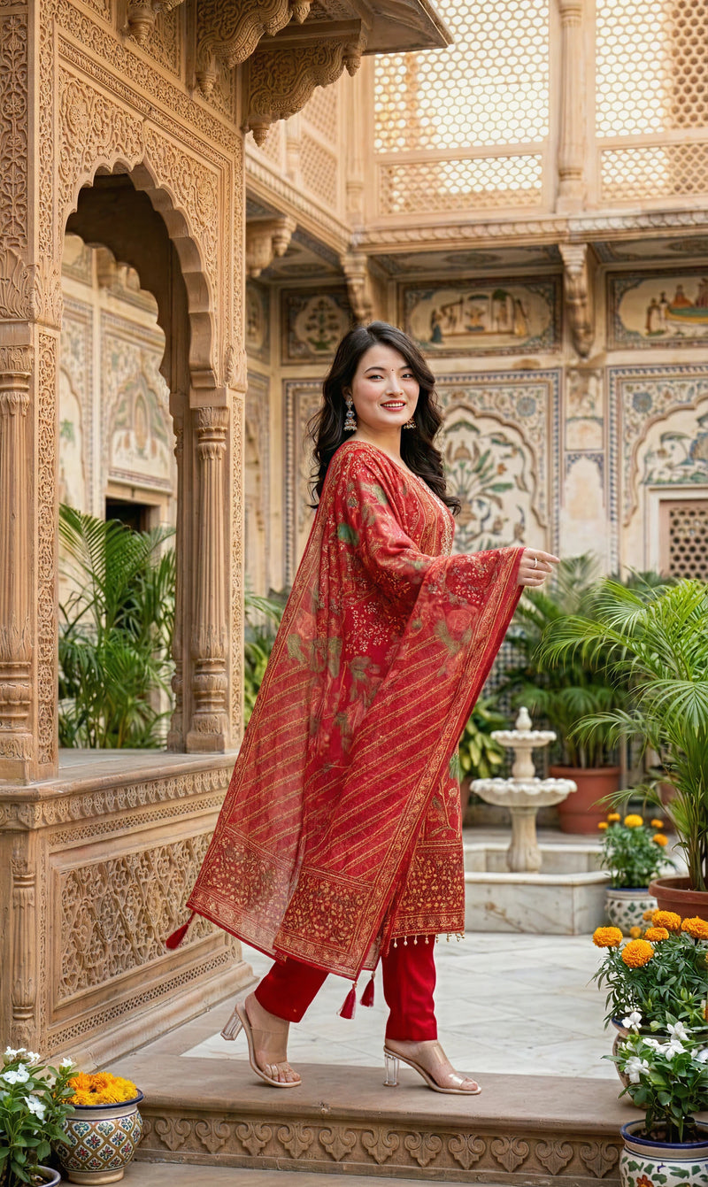 Premium Muslin Kurti Pant Dupatta Set for Women