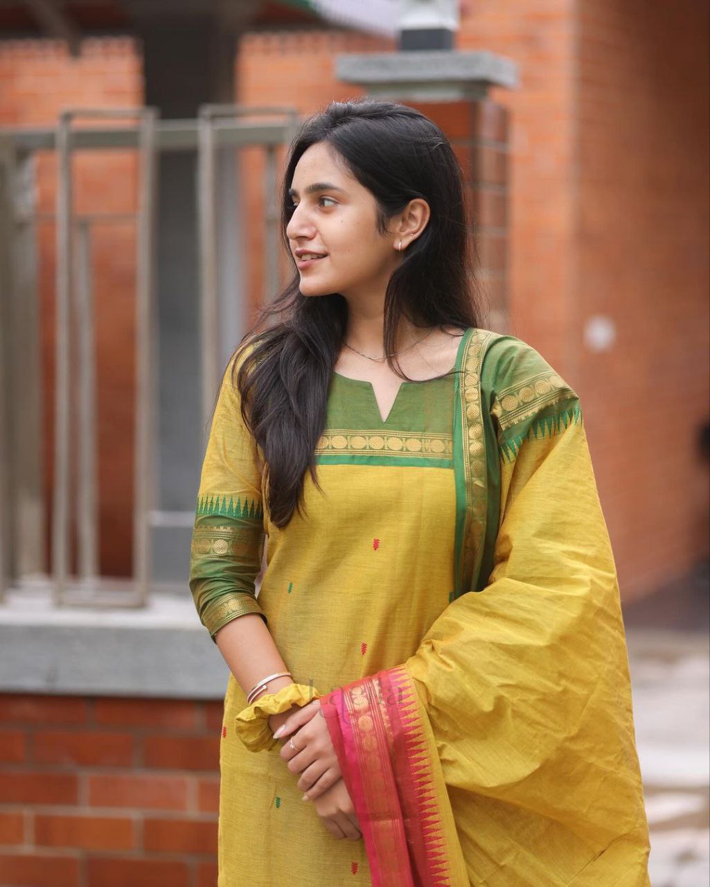 Mustard Pure Kanchi Cotton Suit Set with Jacquard Dupatta – Ibis Fab